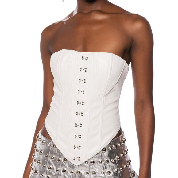 Callie Lives Tops - Callie Lives Miz Goth Life: Structured Black Faux Hook & Eye Corset Top Medium